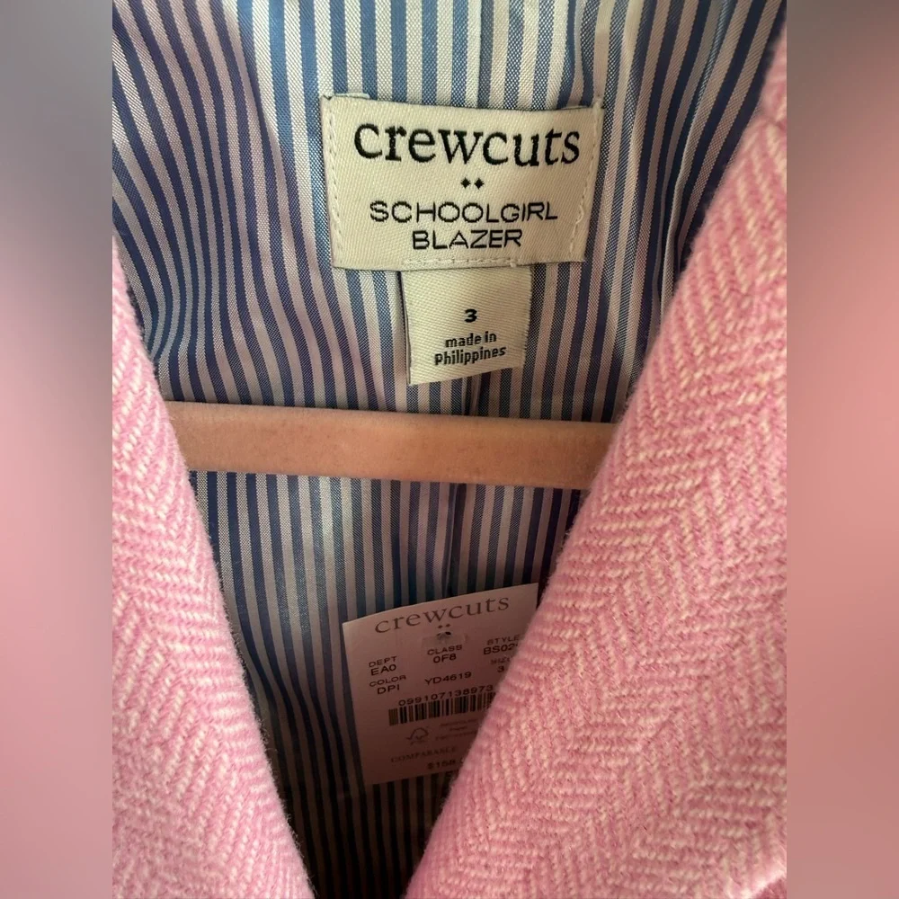 J. Crew Crewcuts Pink Herringbone Schoolgirl Blazer • NWT • size 3